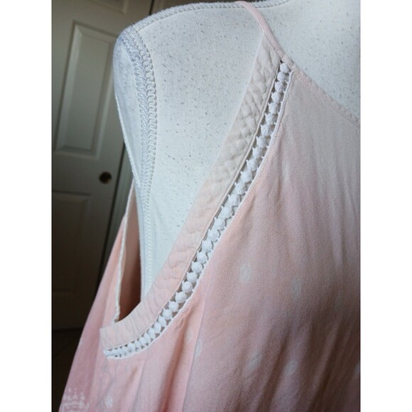 Mudd Womens Rayon Halter Pink Tank Top Size XL Lace Details Bohemian - Picture 5 of 13
